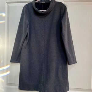 Pure Jill Dark Gray Long Sleeves Cowl Neck Fleece Lined Pullover Casual Dress